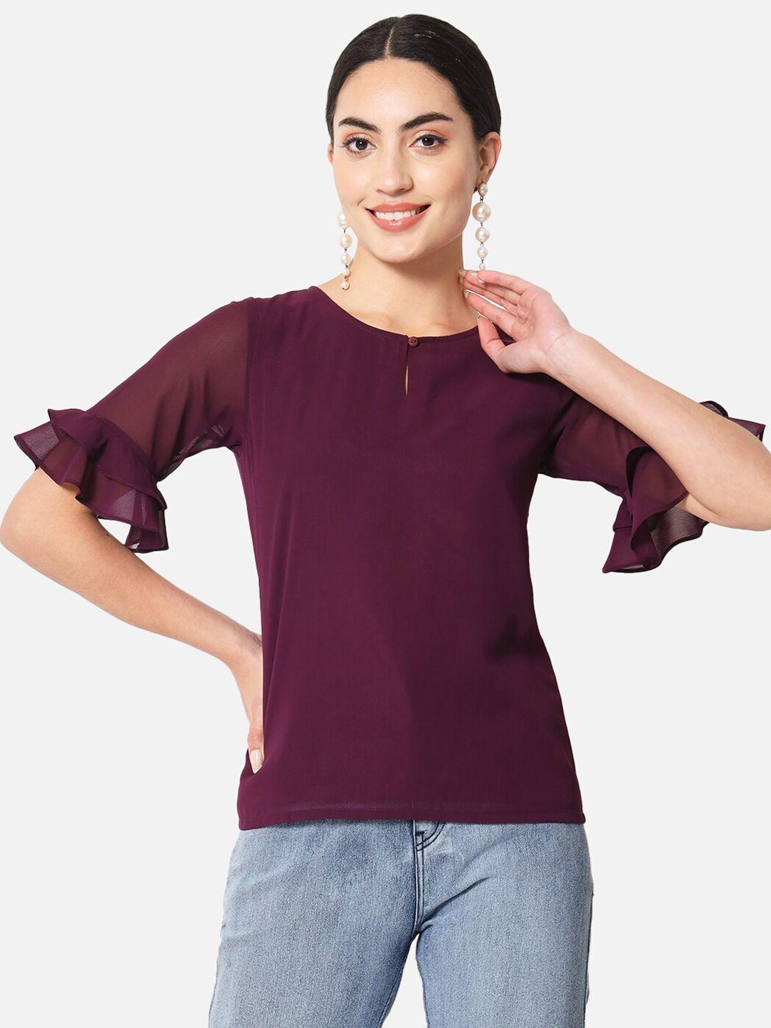 all ways you keyhole neck bell sleeve georgette top