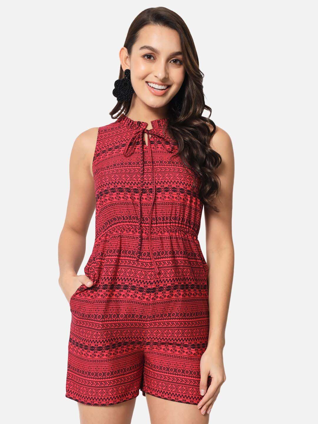 all ways you printed tie-ups neck sleeveless playsuit