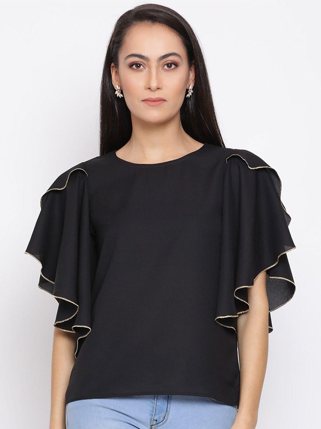 all ways you round neck flutter sleeve top