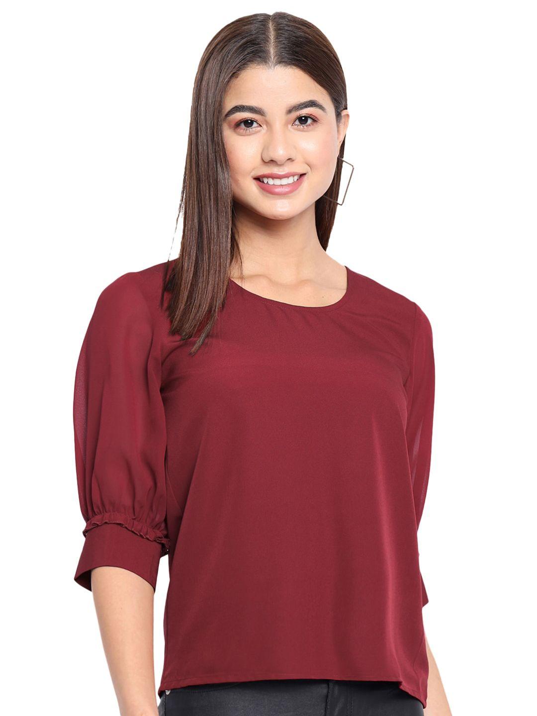 all ways you round neck puff sleeves top