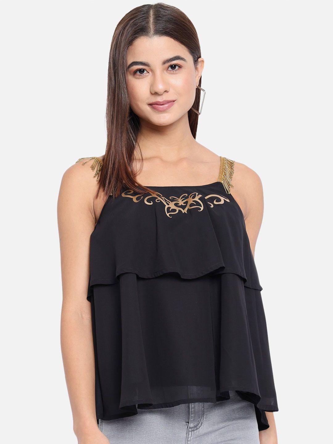 all ways you shoulder straps embellished ruffles tiered top