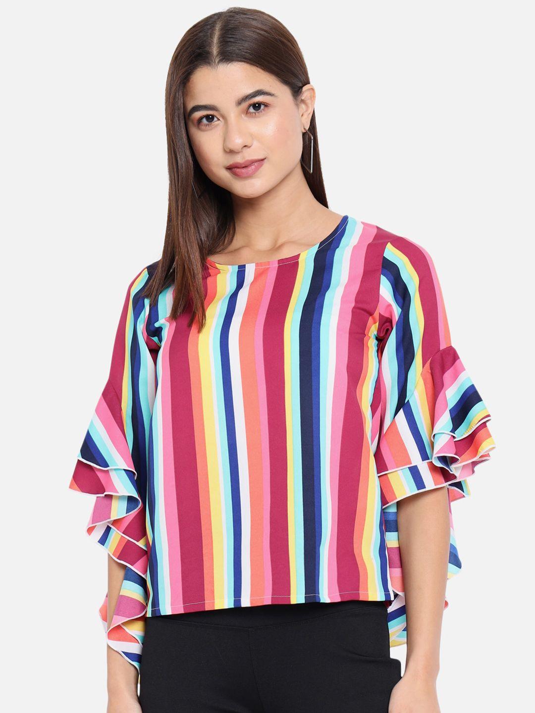 all ways you striped layered bell sleeves crepe top