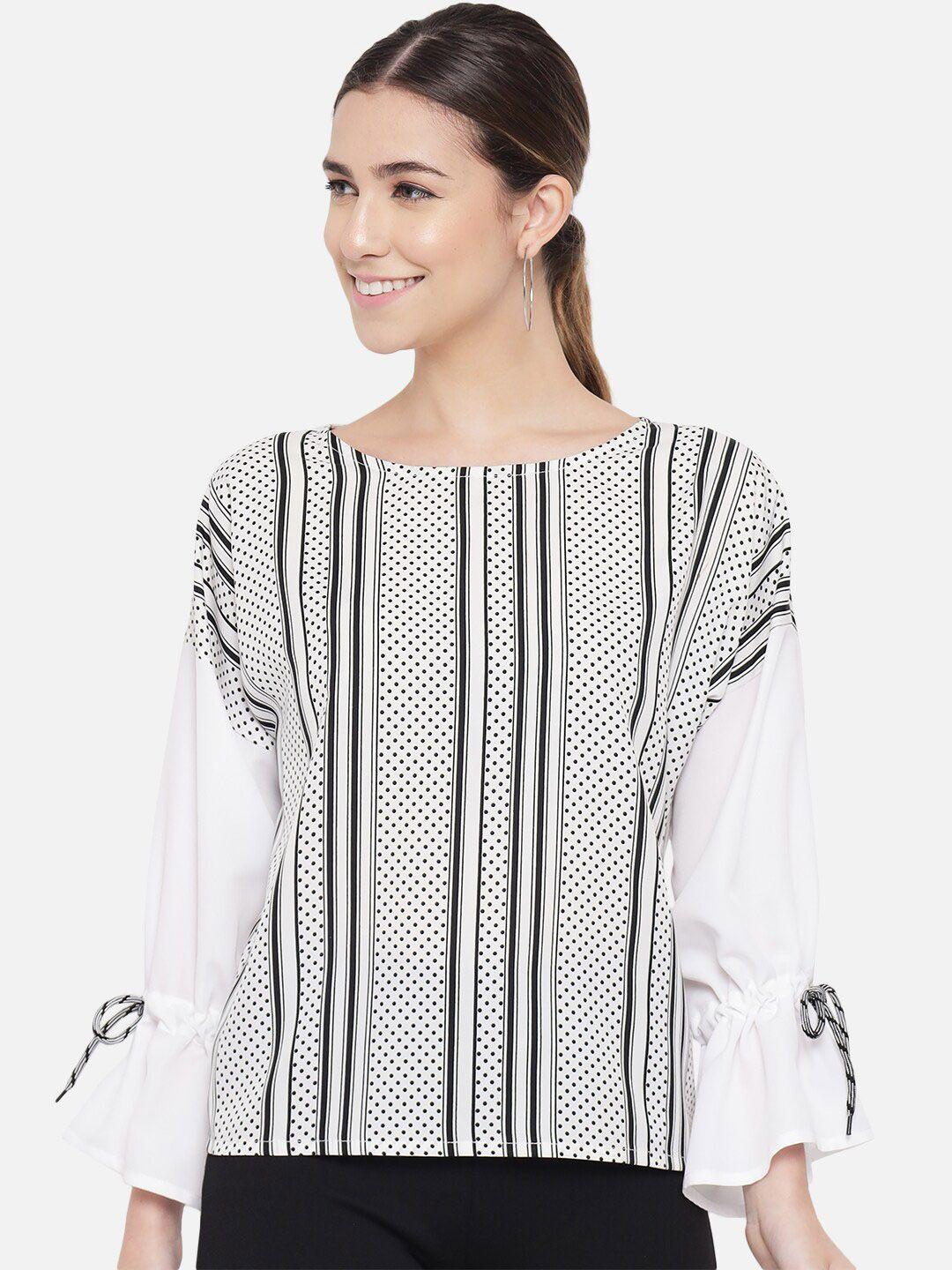 all ways you vertical striped bell sleeves crepe top