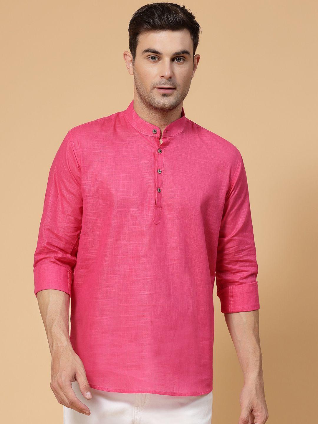 allan peter band collar straight short cotton kurta