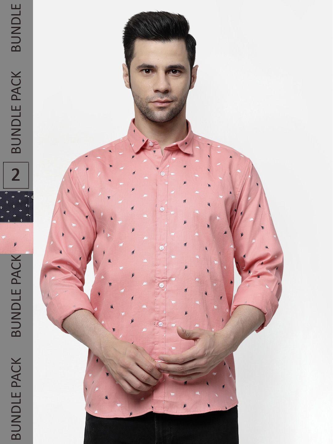 allan peter pack of 2 conversational printed cotton casual shirt