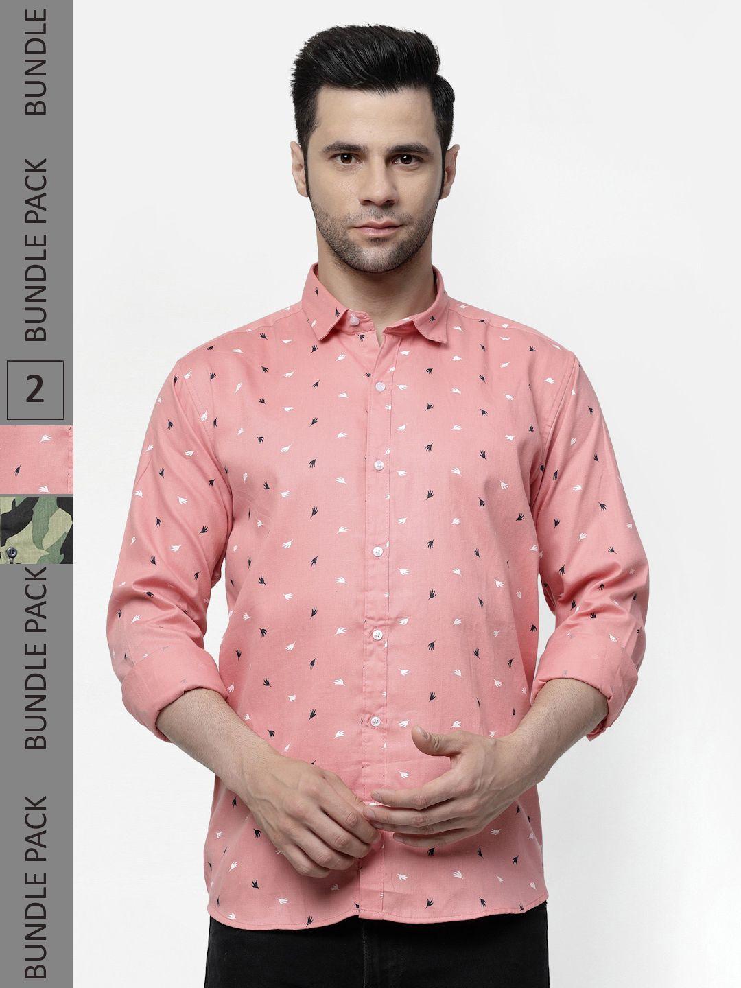 allan peter pack of 2 printed cotton casual shirt