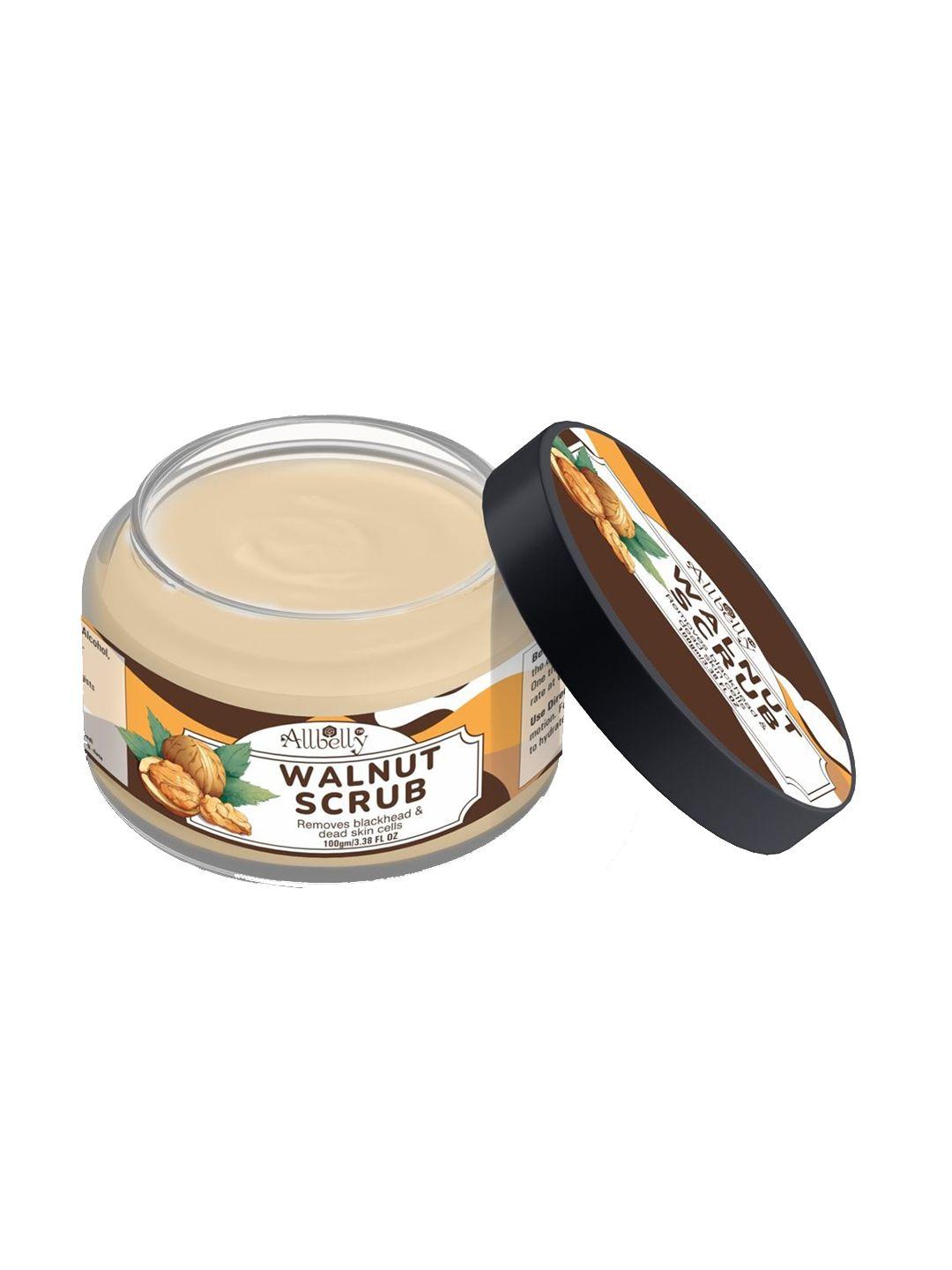 allbelly walnut natural tan removal scrub for smooth and brightener skin scrub-100gm