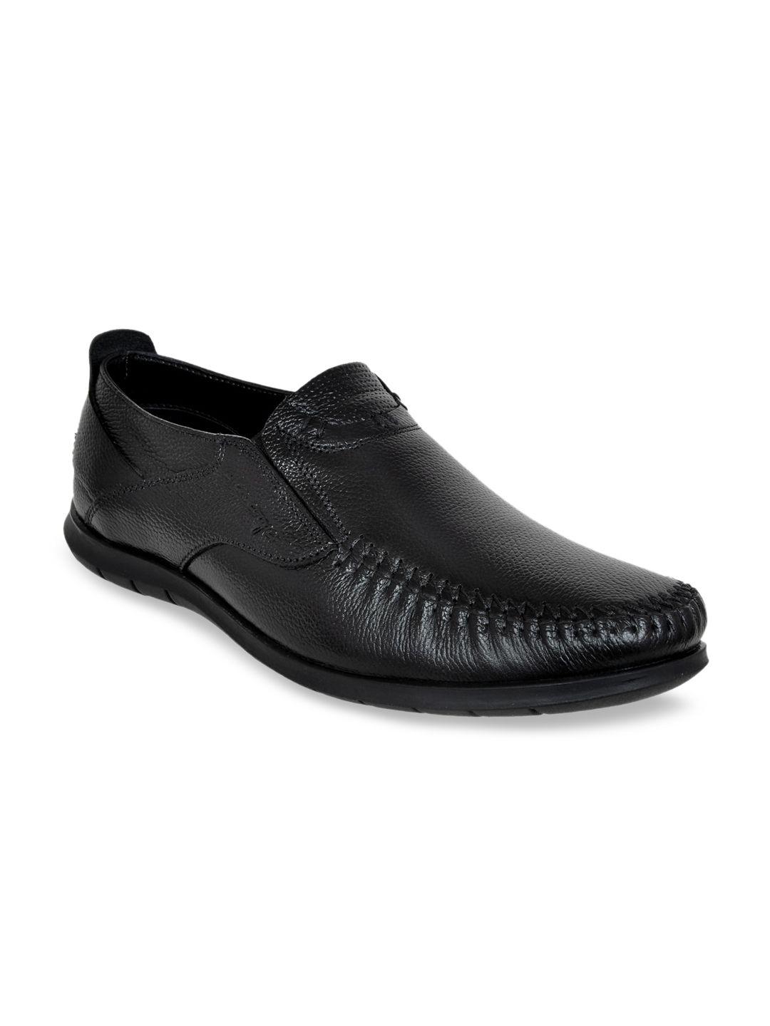 allen cooper men black textured leather slip-on formal shoes