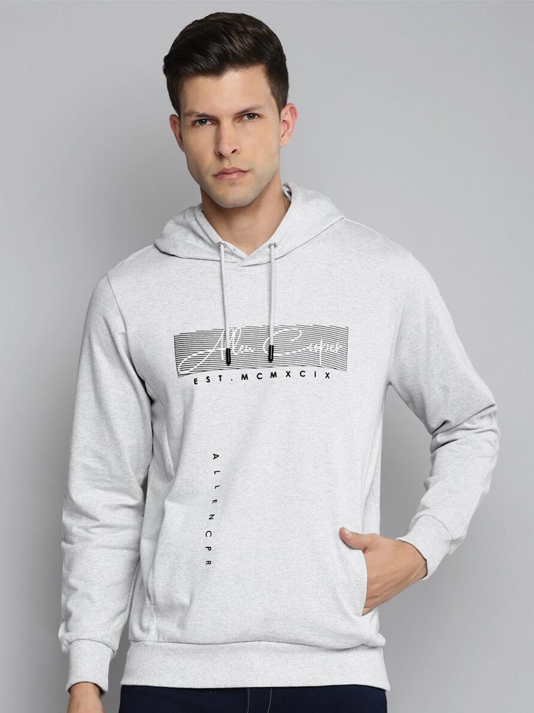 allen cooper men grey printed hooded sweatshirt