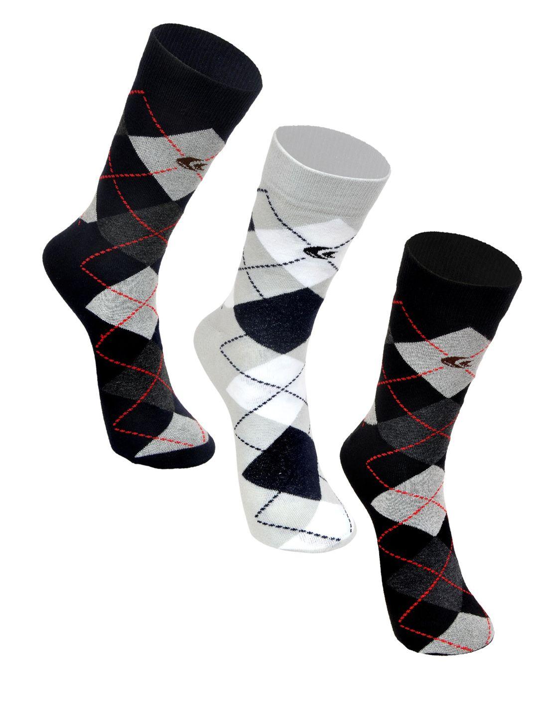 allen cooper men pack of 3 patterned calf-length socks