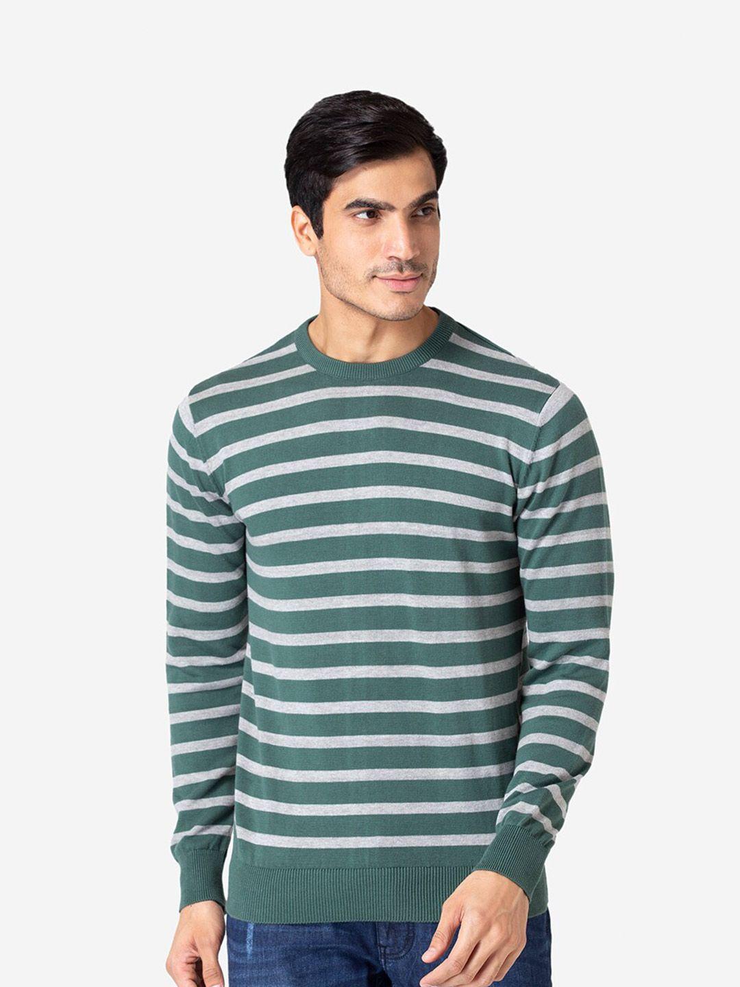 allen cooper men striped pullover cotton sweater