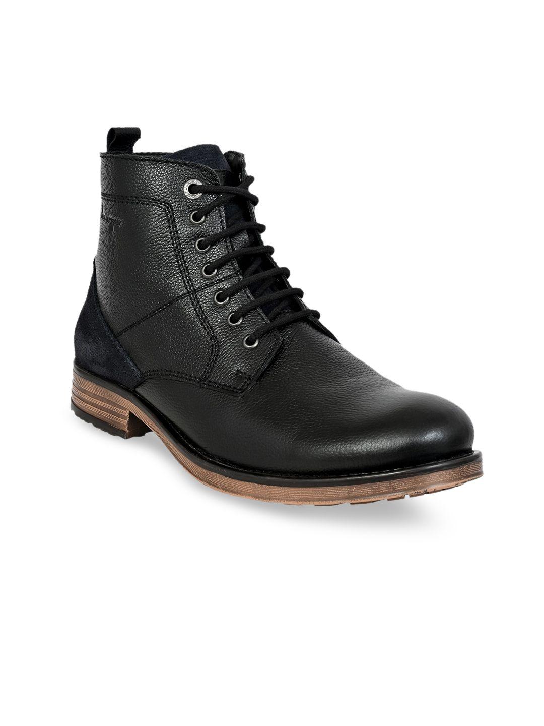 allen cooper men textured leather mid-top regular boots