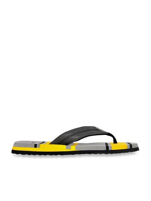 allen cooper men's grey & yellow flip flops