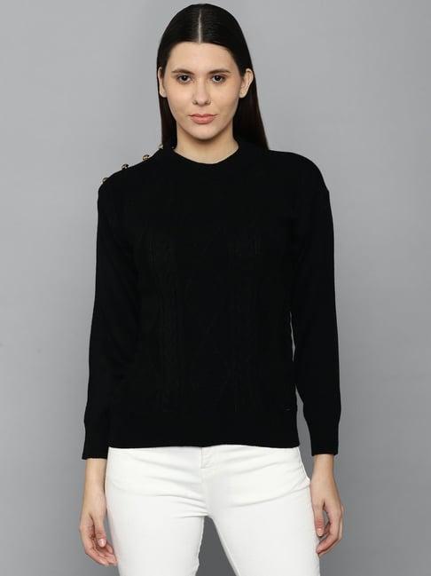 allen solly black cotton solid sweater