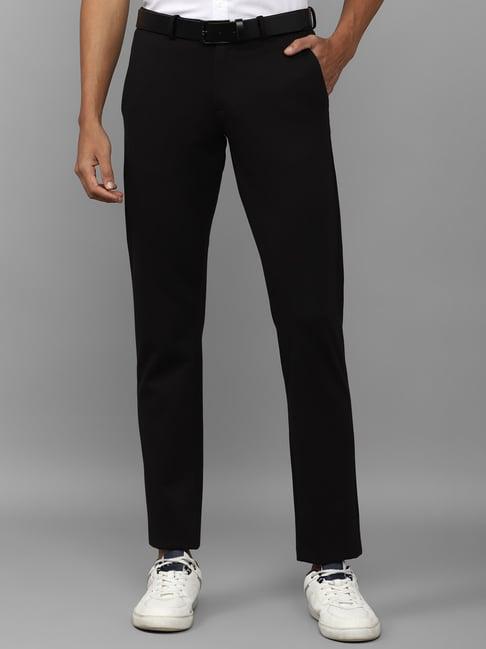 allen solly black slim fit flat front trousers