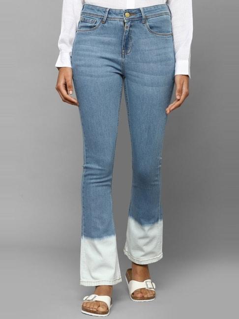 allen solly blue cotton printed mid rise jeans