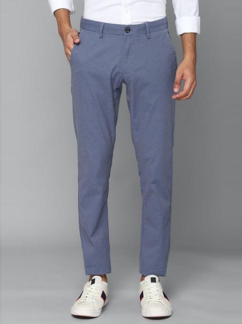 allen solly blue cotton slim fit printed trousers
