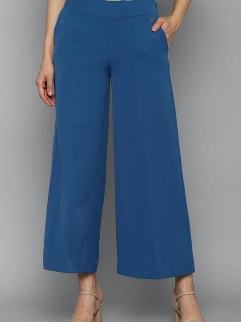 allen solly blue flared fit trousers