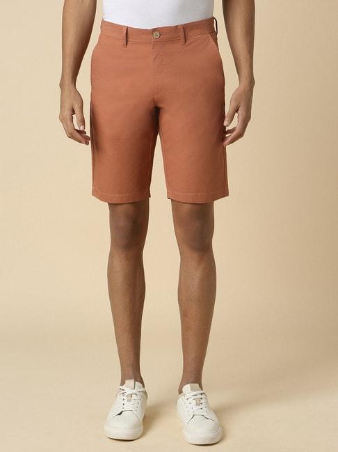 allen solly brown cotton slim fit shorts