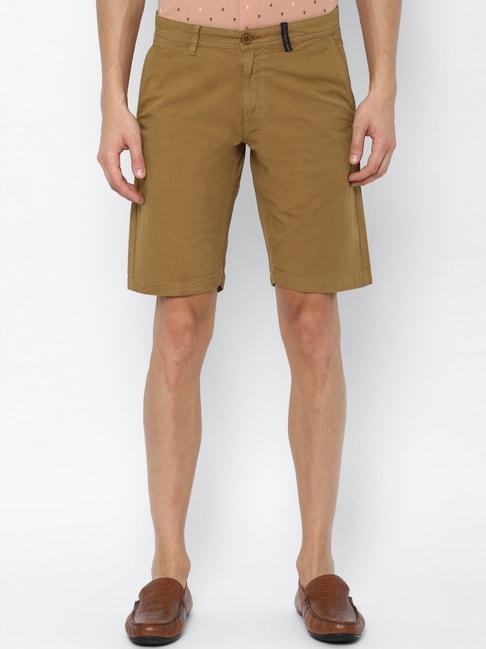 allen solly brown cotton slim fit shorts