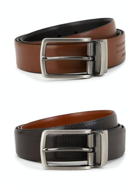allen solly brown reversible leather belt