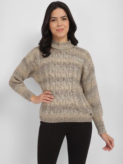 allen solly brown self design sweater