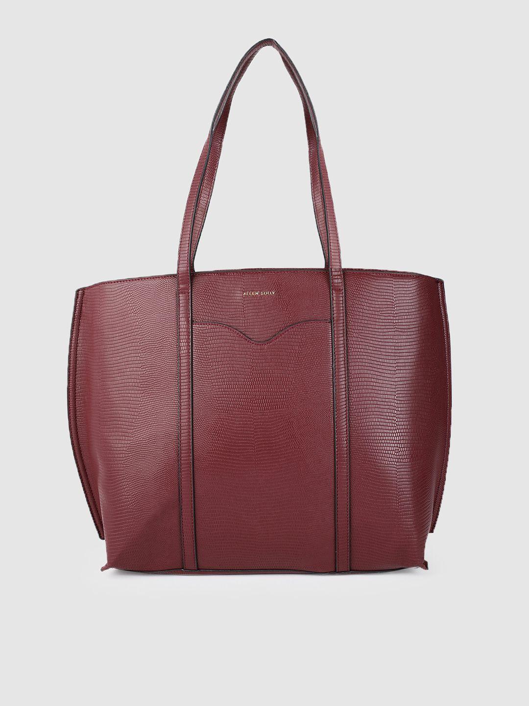 allen solly burgundy solid structured shoulder bag