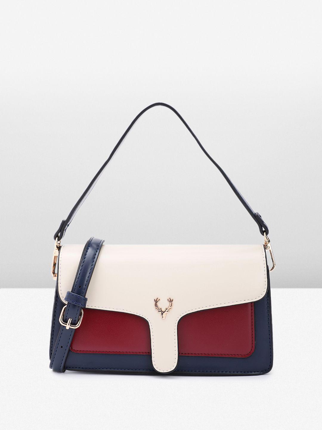 allen solly colourblocked pu structured handheld bag