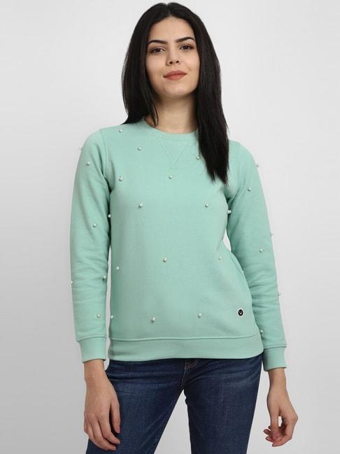 allen solly green cotton embellished sweatshirt