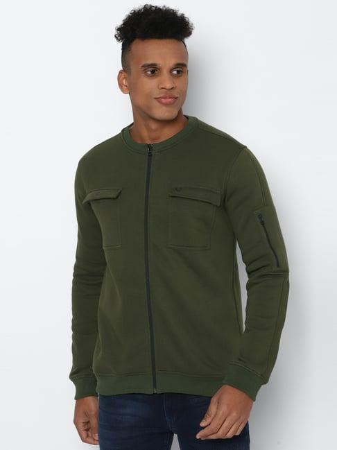 allen solly green cotton regular fit sweatshirt