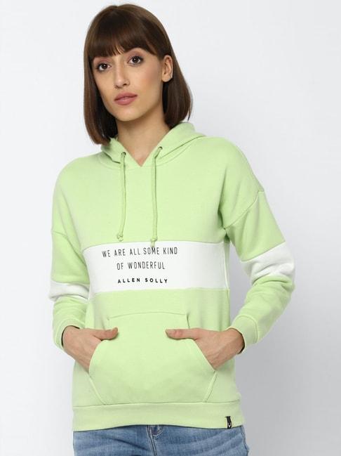 allen solly green graphic print hoodie