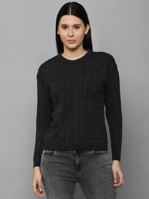 allen solly grey cotton solid sweater