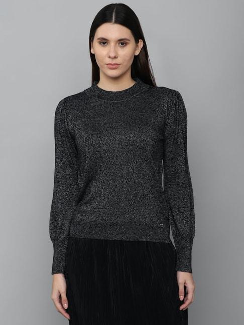 allen solly grey cotton textured sweater
