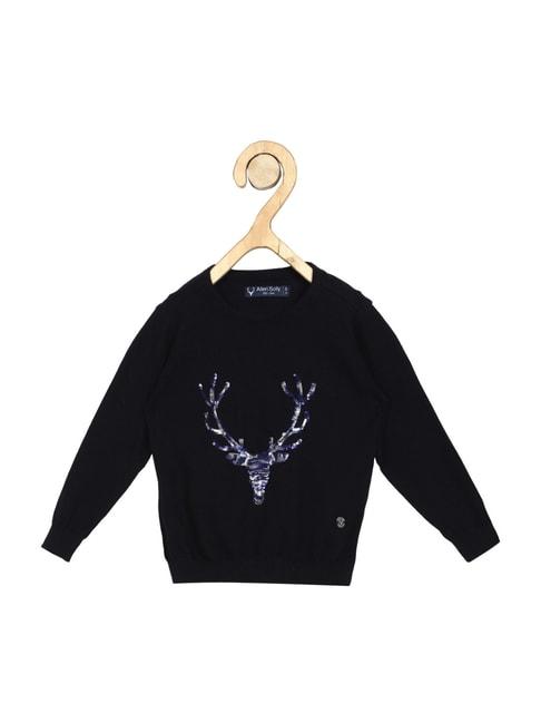 allen solly junior black cotton embellished sweater