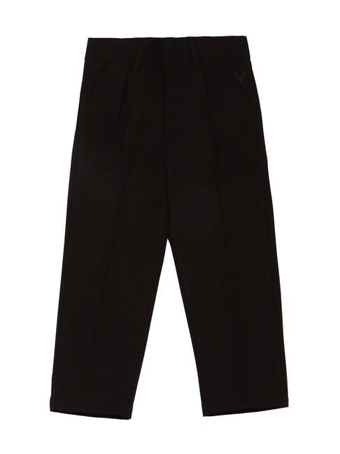 allen solly junior black cotton regular fit trousers