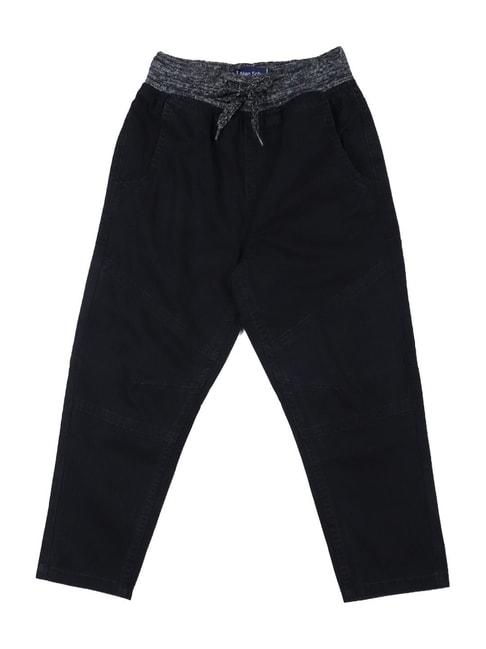 allen solly junior black cotton regular fit trousers