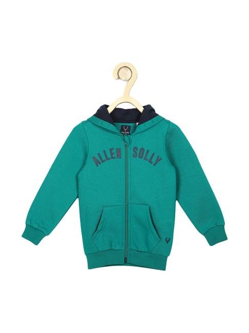 allen solly junior blue cotton logo pattern hoodie