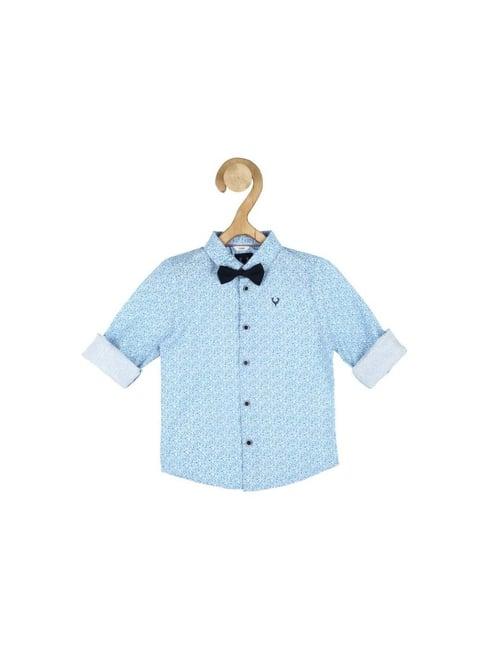 allen solly junior blue cotton printed full sleeves shirt