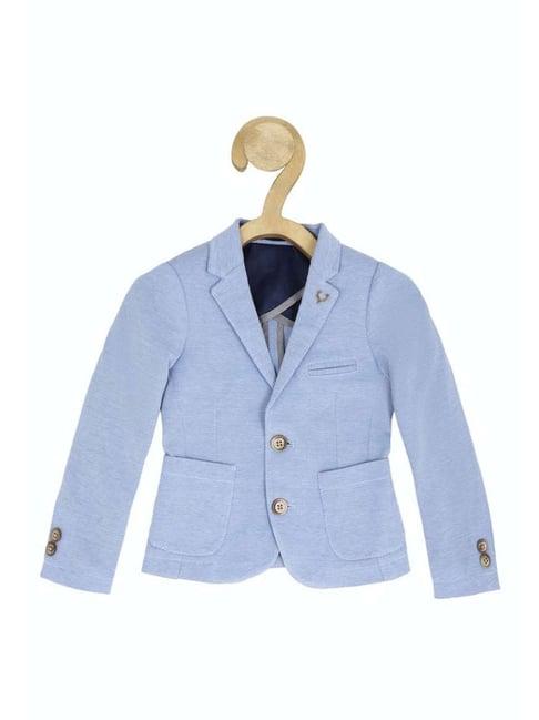 allen solly junior blue cotton regular fit full sleeves blazer