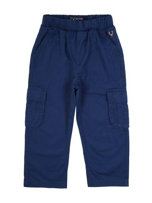 allen solly junior blue cotton regular fit trousers
