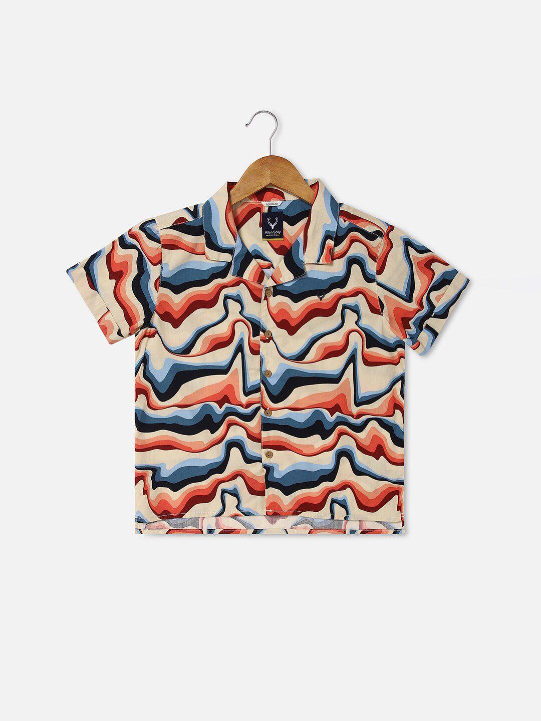 allen solly junior boys abstract opaque printed pure cotton casual shirt