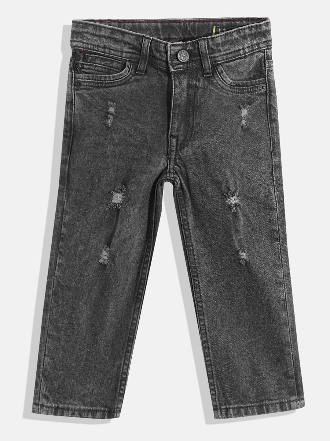 allen solly junior boys black skinny fit mildly distressed heavy fade stretchable jeans