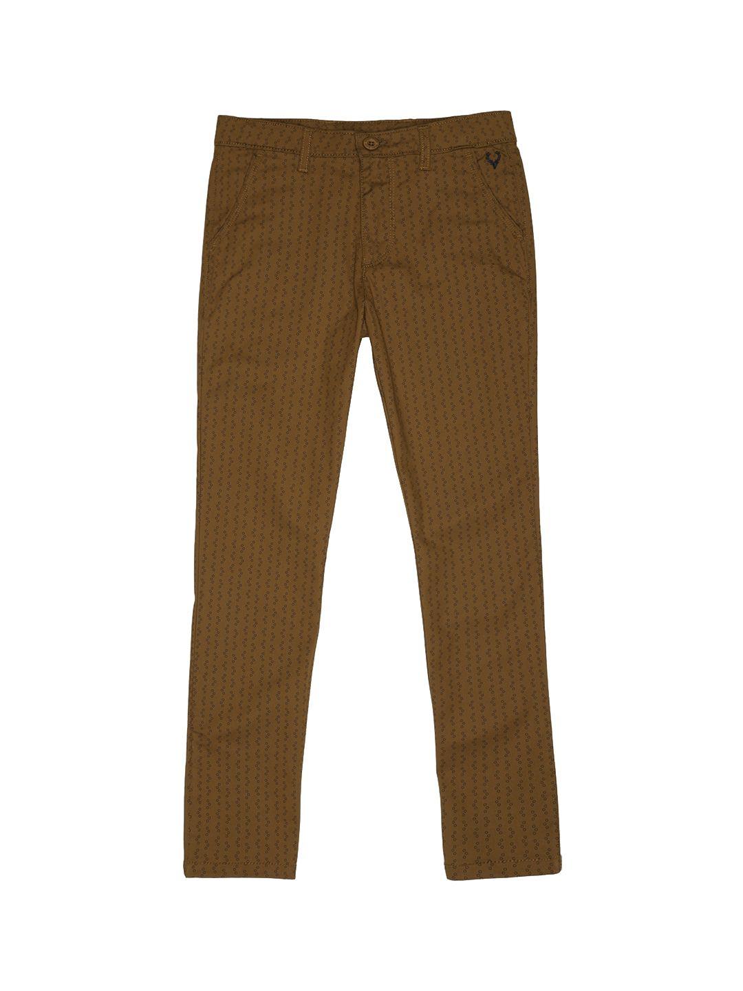 allen solly junior boys brown printed regular trousers