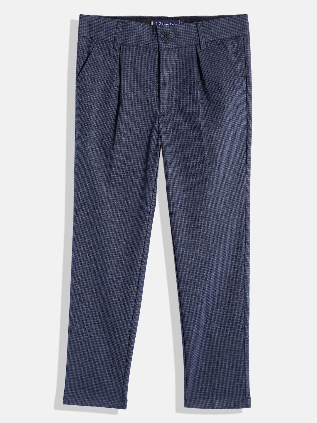 allen solly junior boys checked regular fit trousers
