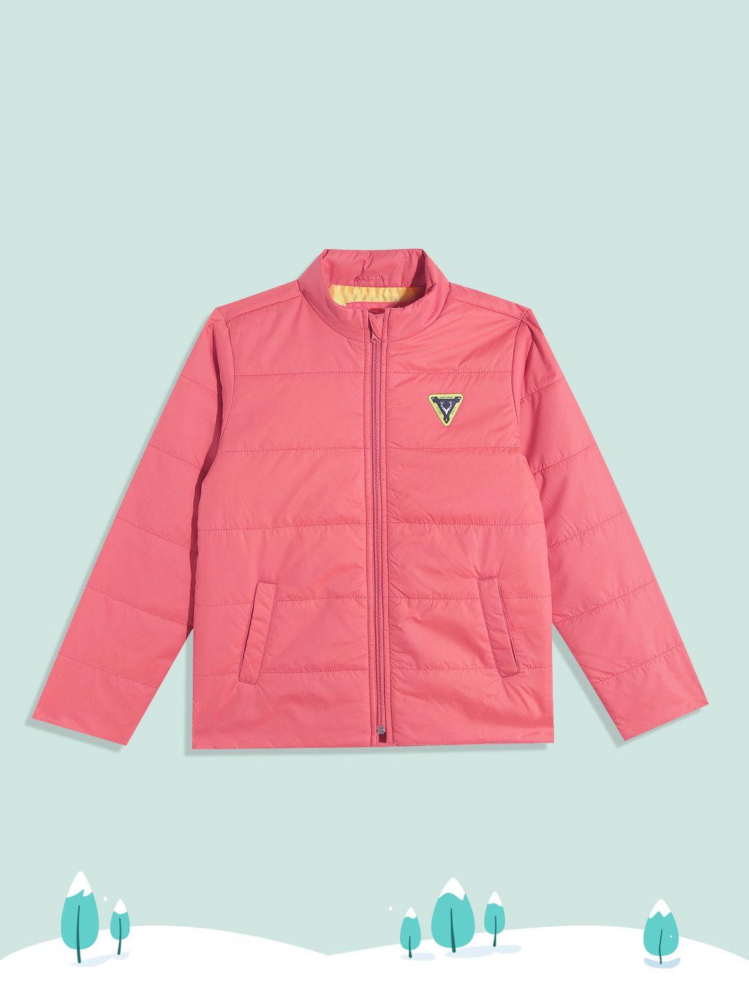 allen solly junior boys coral pink solid padded jacket