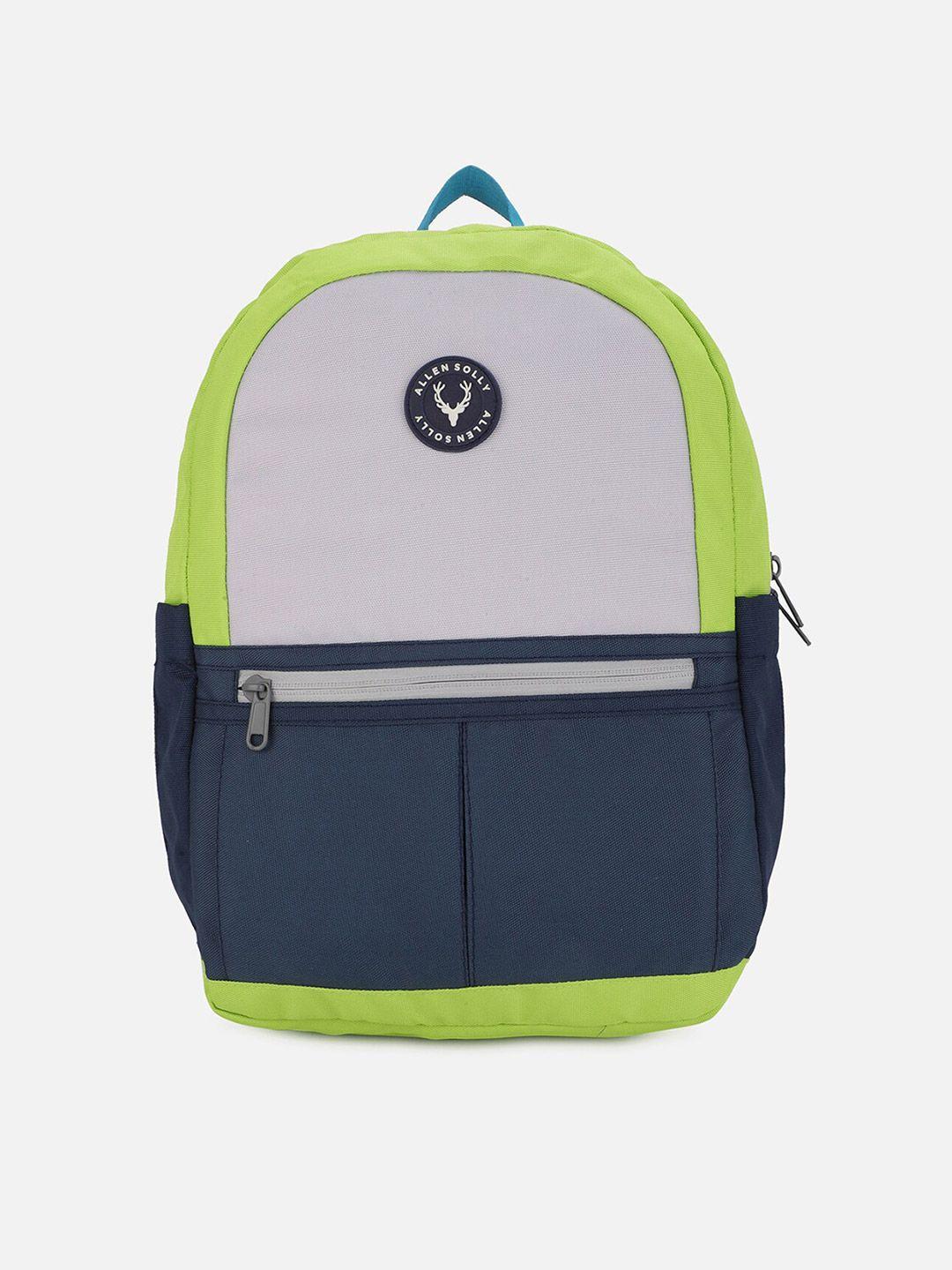 allen solly junior boys navy blue & green pu backpack