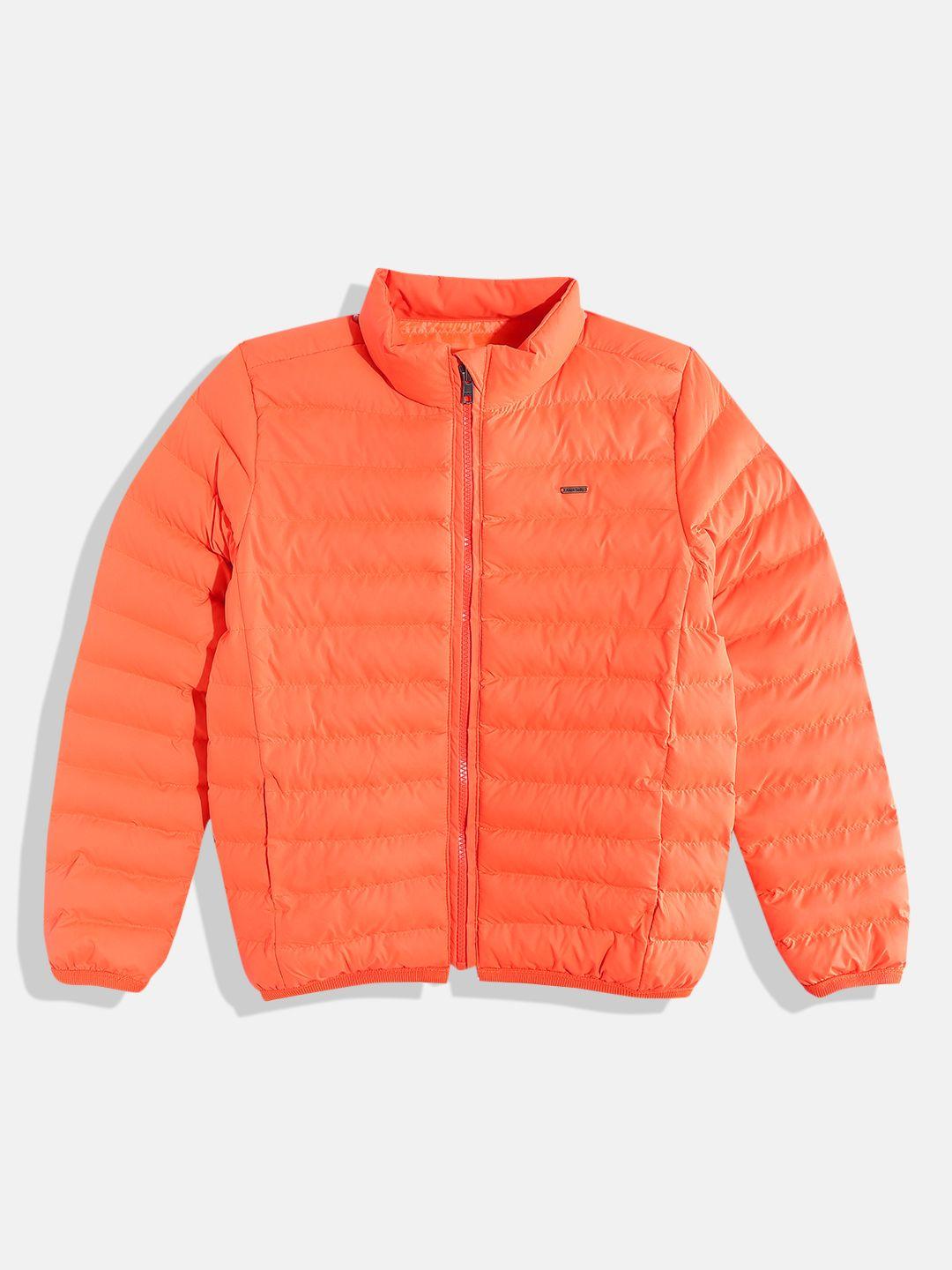 allen solly junior boys neon orange solid padded jacket