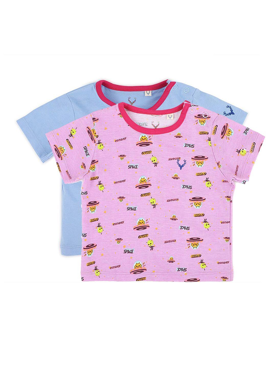 allen solly junior boys pink 2 printed t-shirt