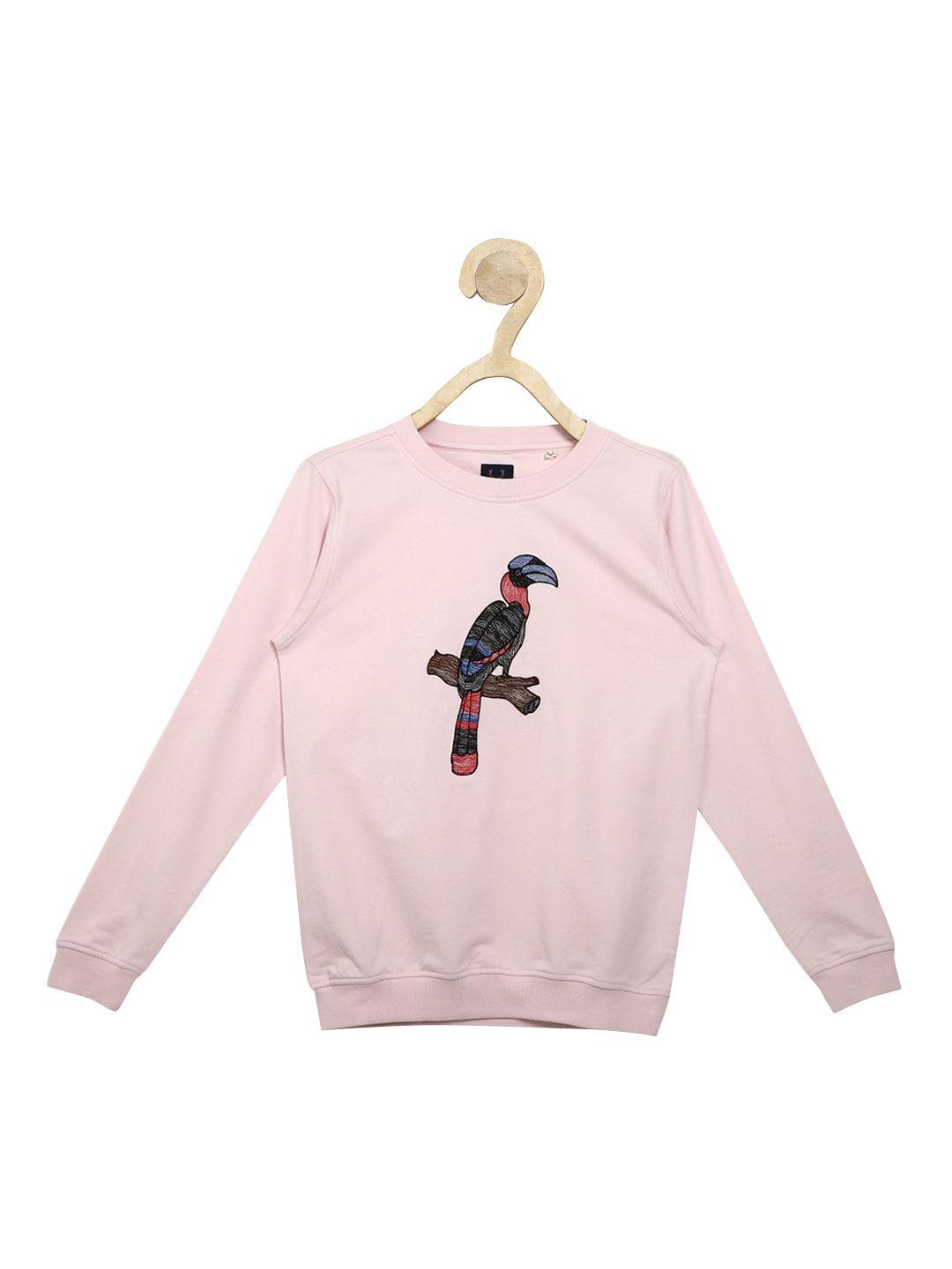 allen solly junior boys pink embroidered pure cotton sweatshirt