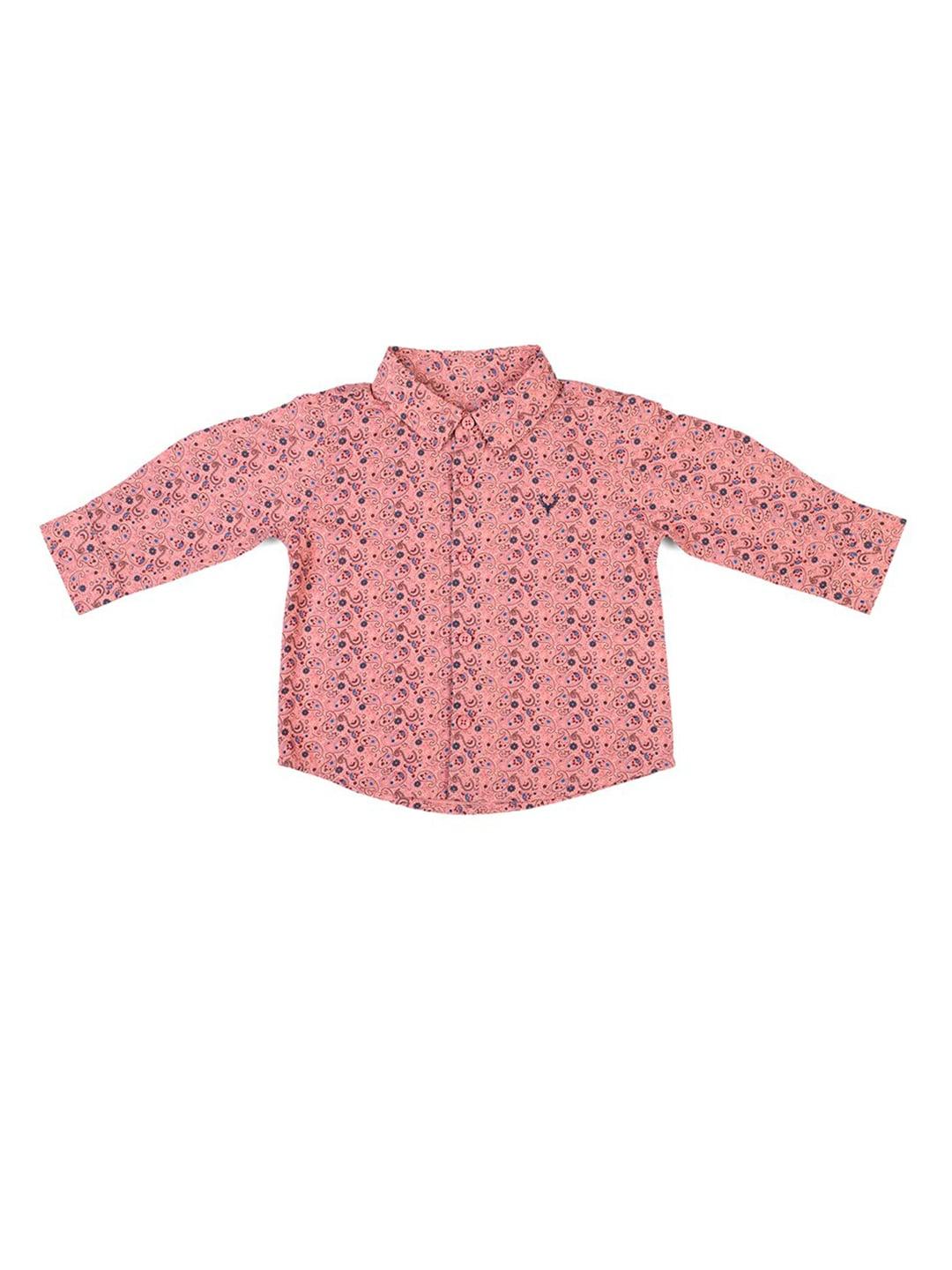 allen solly junior boys pink printed casual cotton shirt